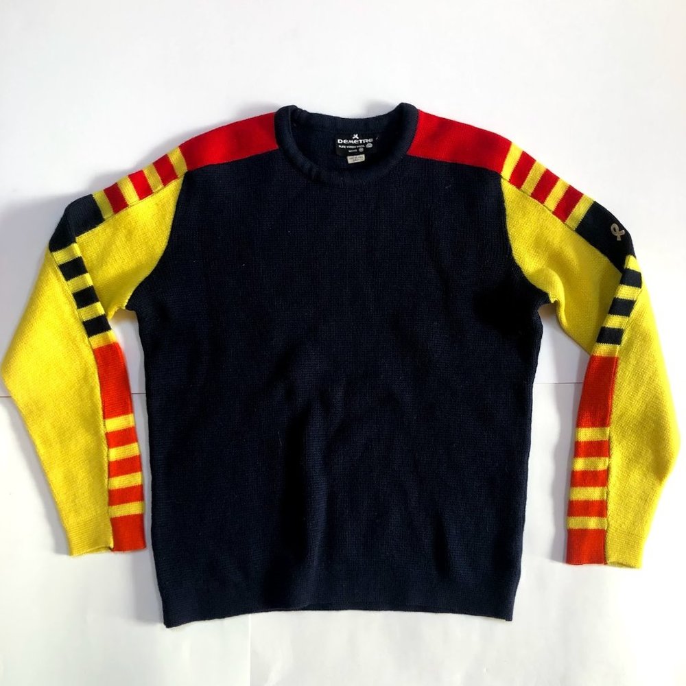 VINTAGE 70s Primary Colors Wool Ski Sweater